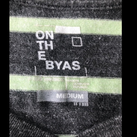 On The Byas Grey and Lime Green Striped T-shirt - Picture 4 of 4